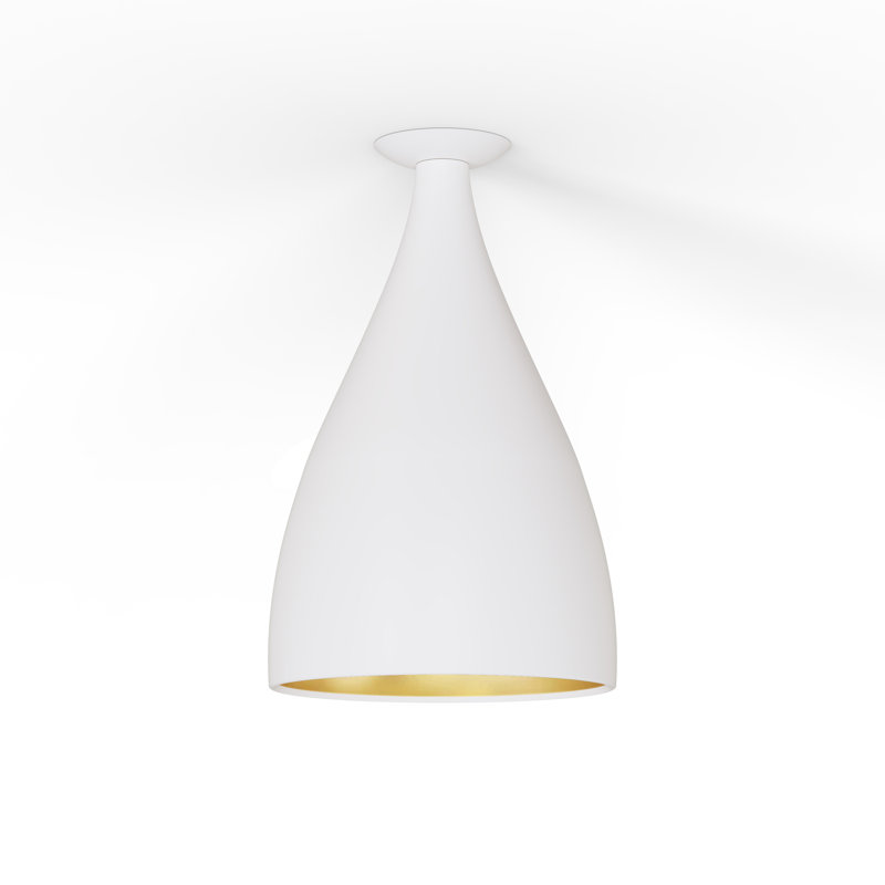 Lampe simple encastrée Swell XL (extérieur blanc, intérieur laiton), Blanc; laiton