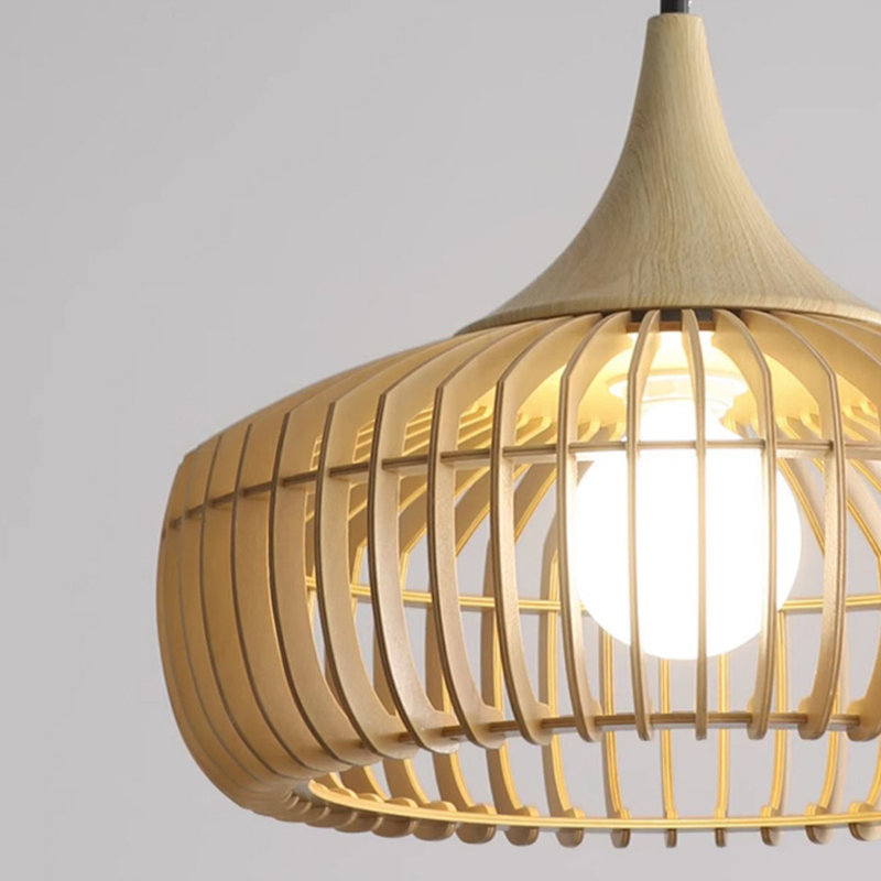 Modern Minimalist Wooden Dimmable Chandeliers, 11.81" H x 21.65" W x 21.65" D, Burlywood