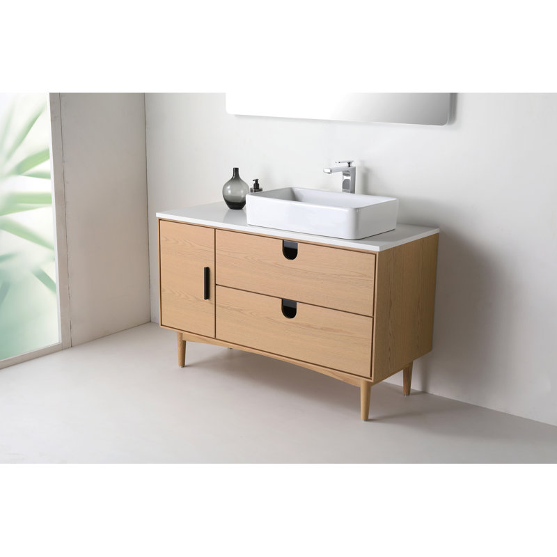 Portree 47" W Single Vanity, Walnut/Black