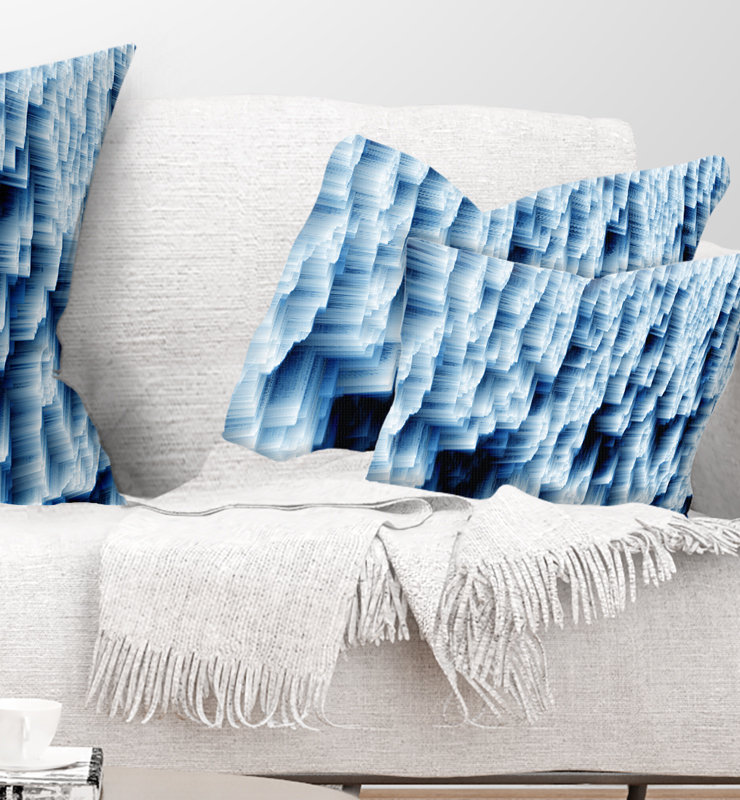 Abstract Blue Ice - Abstract Printed Throw Pillow