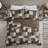Full/Queen Reversible Printed Quilt Set, 90 x 90 in., Microfiber 3-Piece Set Quilt Set, Black+Brown, Patchwork Print with Plaid Reverse