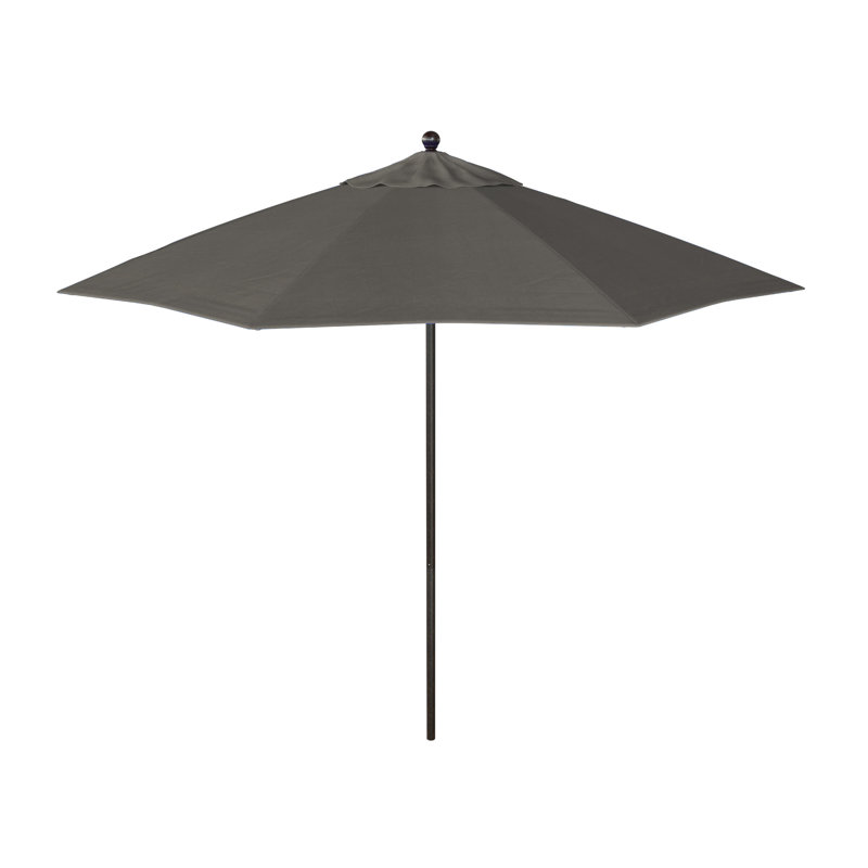 Parasol de marché commercial en aluminium Geil, Toile gris anthracite Sunbrella®, Bronze