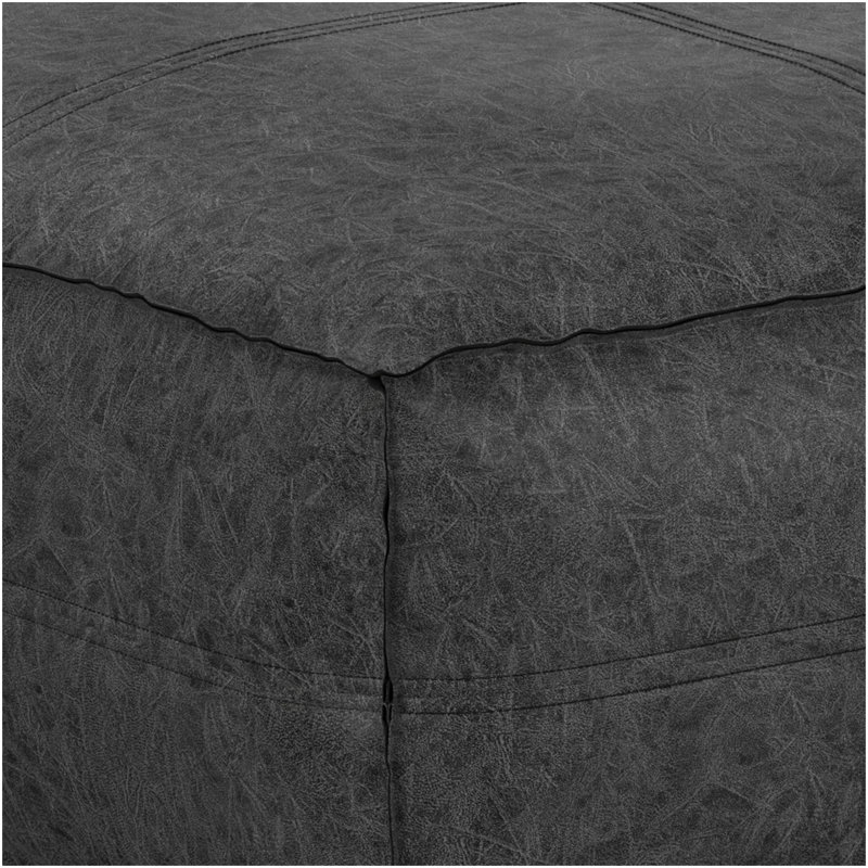 Grande table basse carrée Brody - noir patiné, Similicuir noir