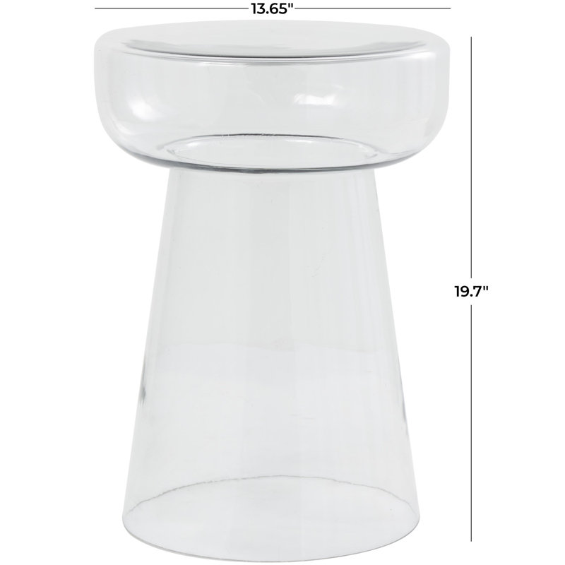 Clear Glass Round Drum Base End Table