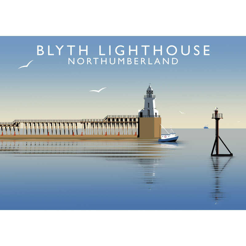 Blyth Lighthouse by Richard O'Neil - Print, 30 cm H x 40 cm W x 1 cm D, No Frame