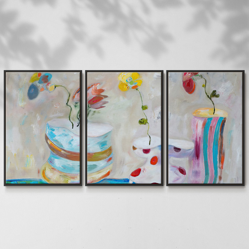 «Play Time», reproduction sur toile 3 pièces, H 40 po x l 78 po x P 2 po, Noir