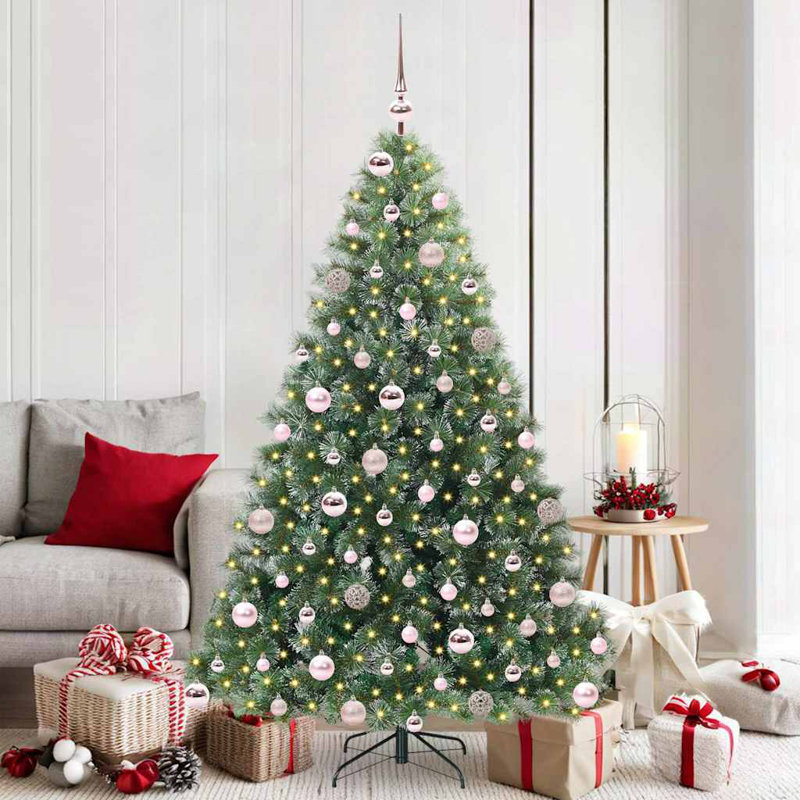  Artificial Christmas Tree with 300 LEDs Green PE and PVC, 5.91' H, Pink