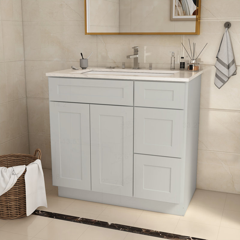 Armoire de salle de bain classique et élégante avec rangement polyvalent et fonctionnalité supérieure, Gris clair