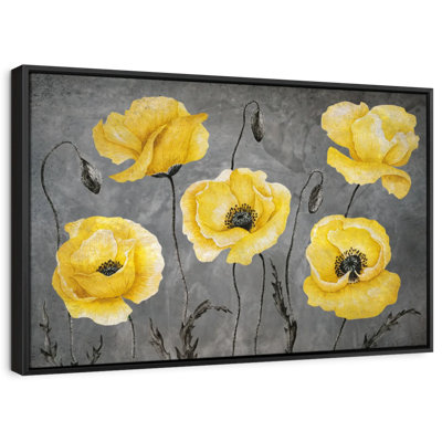 Coquelicots jaunes, reproduction sur toile
