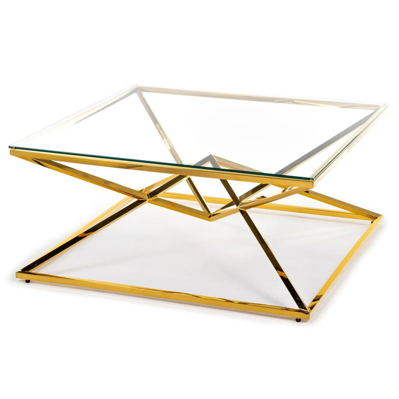 Amesville Frame Coffee Table, Clear Top/Gold Base