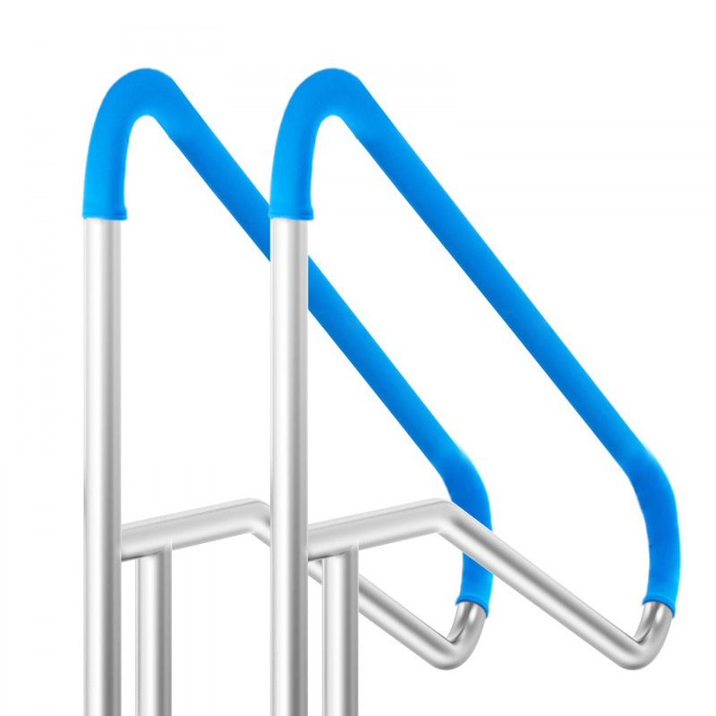 Pool Handrail,55 x 32 inch Railing, Stainless Steel with Base Plate for Indoor/Outdoor, Rust-Proof Grab Bar w/Grip Cover&Accessories for Decks/Spas