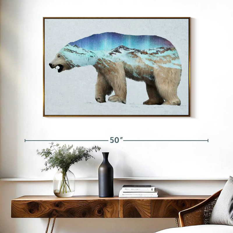 L'ours polaire arctique, Cadre flottant doré, 40 po x 27 po