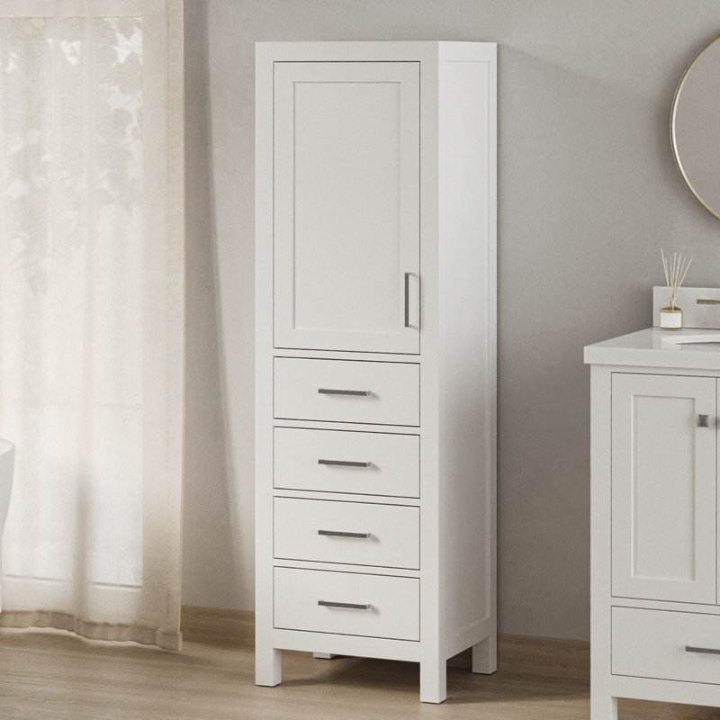 Amariani 20" W 65" H Solid Wood Linen Cabinet, White