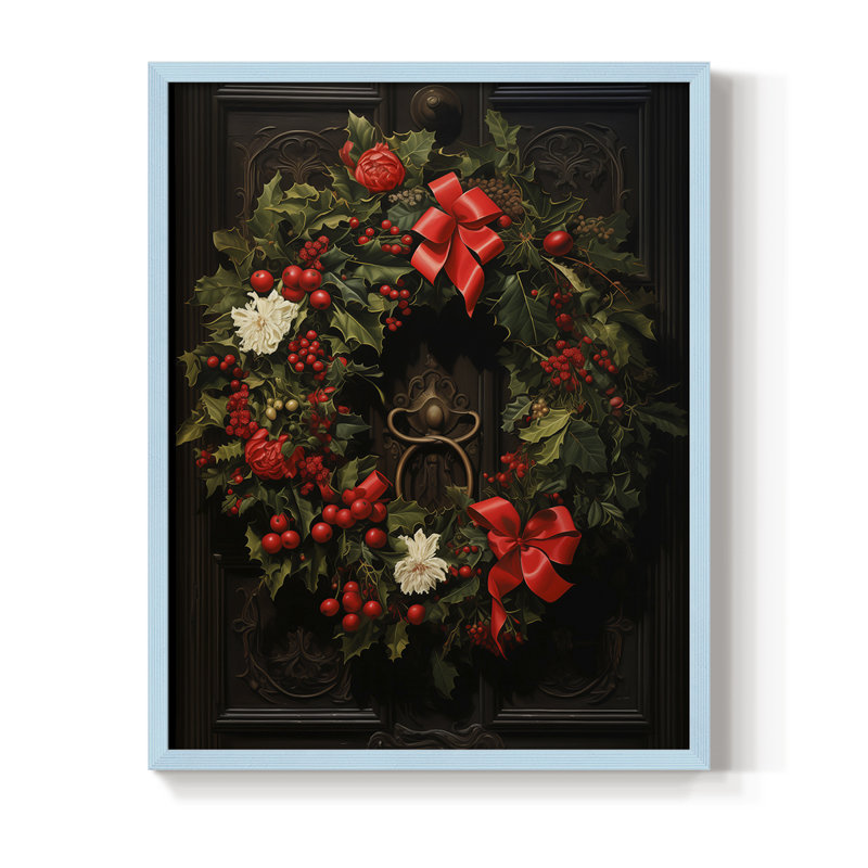 «Christmas Holiday Art DCLxxiii», reproduction d'art encadrée - bois massif, H 15 po x l 12 po, Bleu