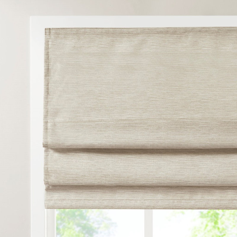 Store romain imprimé sans cordon obscurcissant en soie, Ivoire ivoire, 39.05" W x 64.05" L