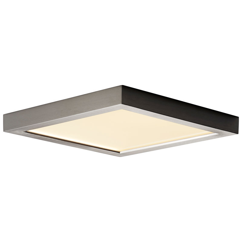Plafonnier encastré 1 lumière Gasparas, Nickel satiné, H 1 po x l 9,12 po x P 9,12 po