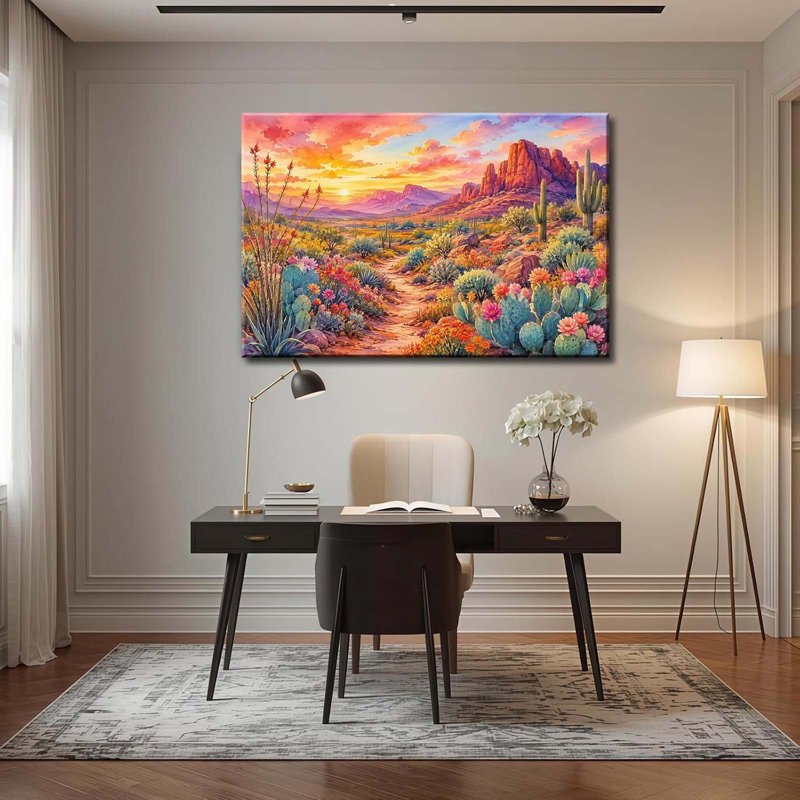 Southwest Desert Wall Art, Colorful Cactus Poster  40x60cm