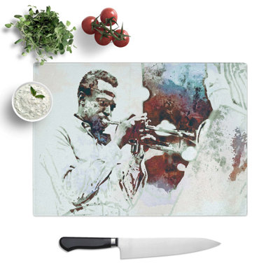 Glass Miles Davis in Abstract Chopping Board