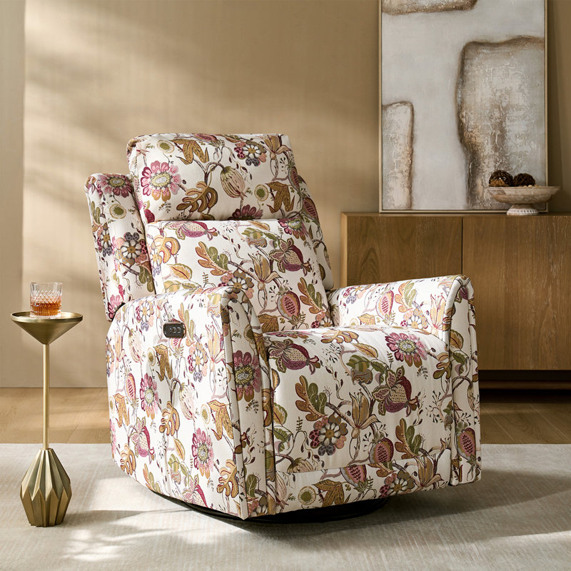 Fauteuil inclinable électrique pivotant et berçant 32 po Thorndike, Brun