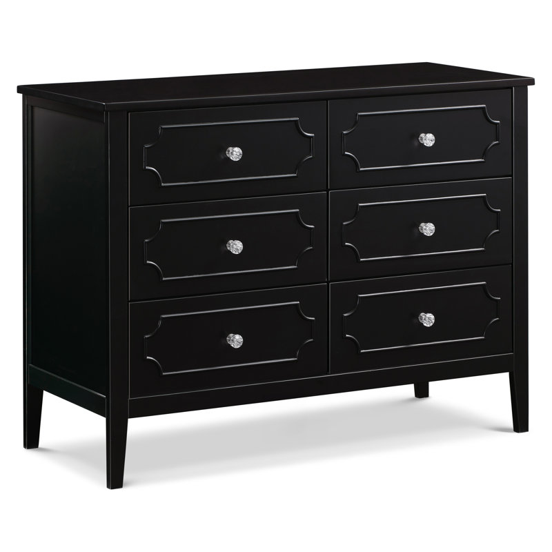 Ebony 6-Drawer Dresser with Crystal Knobs