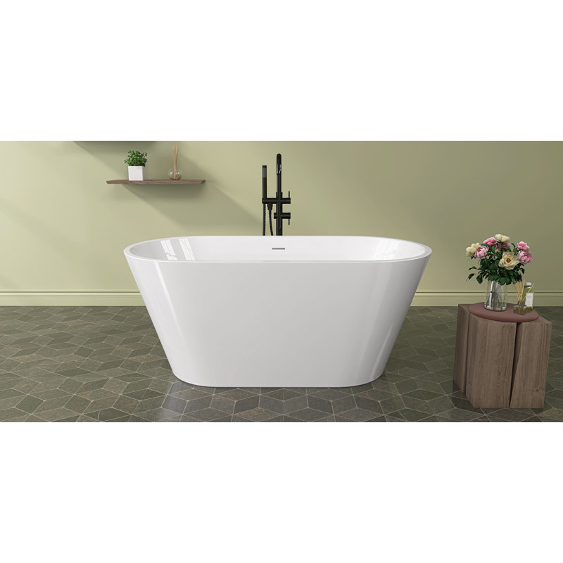 Bathtubs 51'' x 27.5'' Freestanding Soaking Acrylic Bathtub in Glossy White Contemporary Bathroom Stand Alone Tub