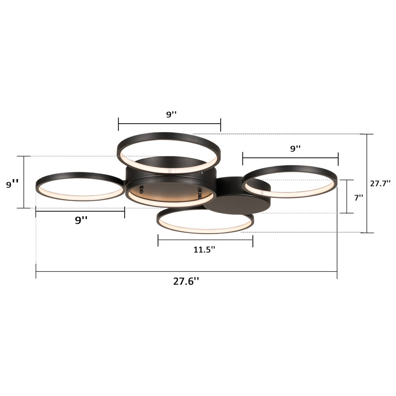 4 - Light Matte Black LED Unique/Statement Pendant