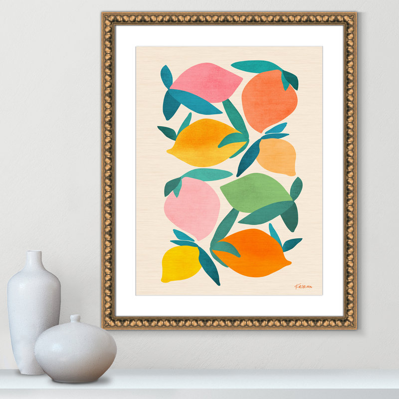 Imprimé «Wild Mango» par Gallagher, Imprimé mat, Perles de feuilles dorées, 24.5'' W x 30.5'' H