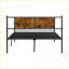 Structure de lit plateforme en métal grand format avec tête de lit à panneau en bois, aucun sommier nécessaire, capacité de 450 lb, noir pour chambre principale-779642169-779642168