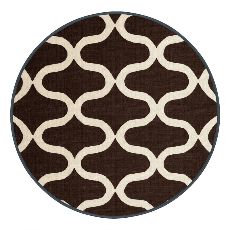 Tapis noir en treillis lavable à la machine, Rond 5 pi