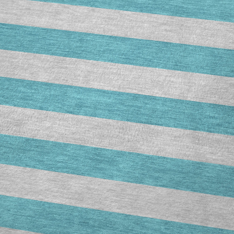 Jeté en sherpa Addison, Turquoise rayé