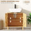 HOMCOM Under Sink Bathroom Cabinet Bamboo Freestanding Slat Doors Natural