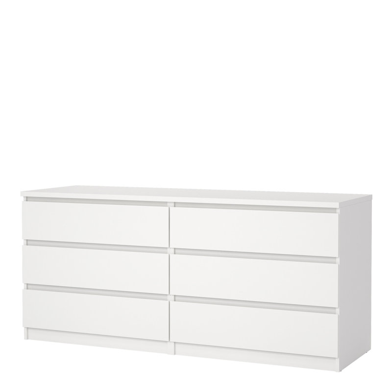 Razhane Wide Chest of 6 Drawers (3+3), White