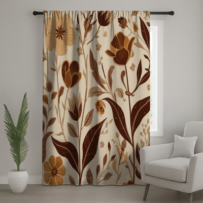 Rideaux de fenêtre à motif floral Botanical Floral Illustration - 1 panneau