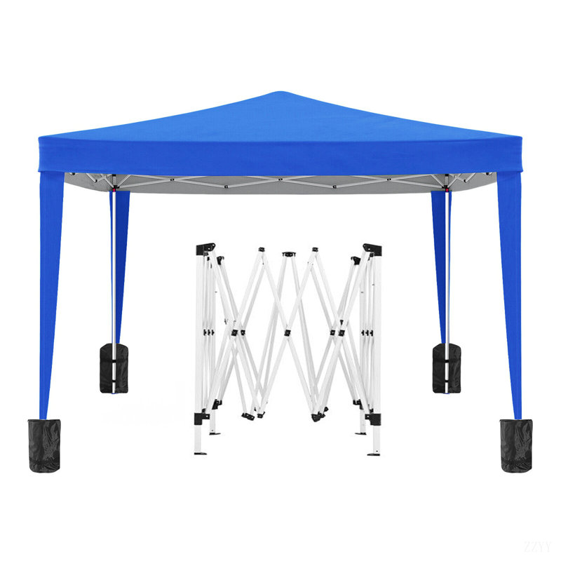 10'X10' Folding Canopy With 4 Removable Sidewalls Outdoor Event Shelter UPF 50+ Gazebo Portable Tents For Parties Beach Camping Wedding EZ Pop Up Canopy 4Pcs Weight Bag + Carry Bag