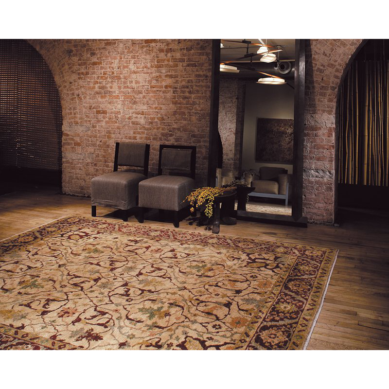 Samarkand Wool Oriental Area Rug in Beige/Red, Rectangle 8' x 10'