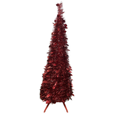 48'' H Red Tinsel Christmas Tree