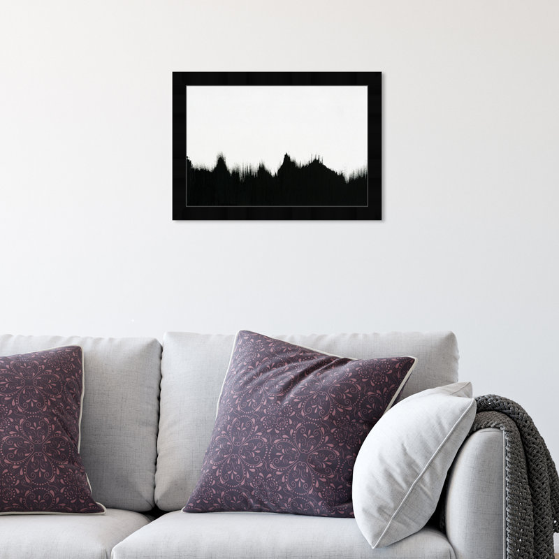 «Black and White Abstract Shades» par Oliver Gal - reproduction, Cadre noir, H 12 po x l 12 po