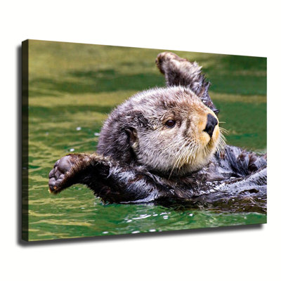 Cute and Funny Animals Sea Otter Canvas Wall Art Framed Ready to Hang Living Room Bedroom Home Decor