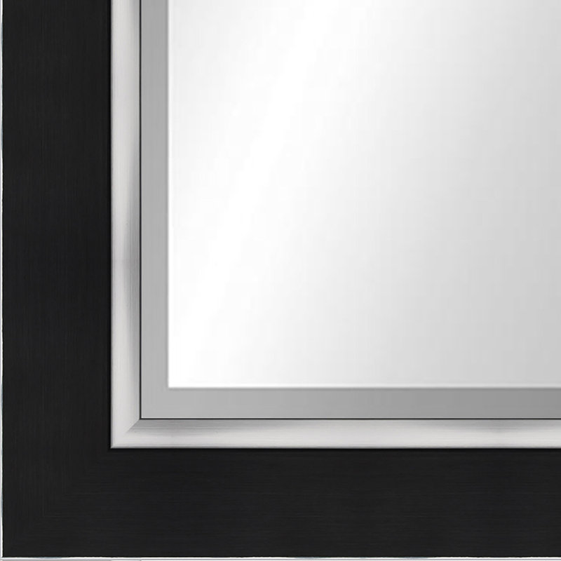 Metropolis Flat Beveled Wall Mirror, Black/Silver