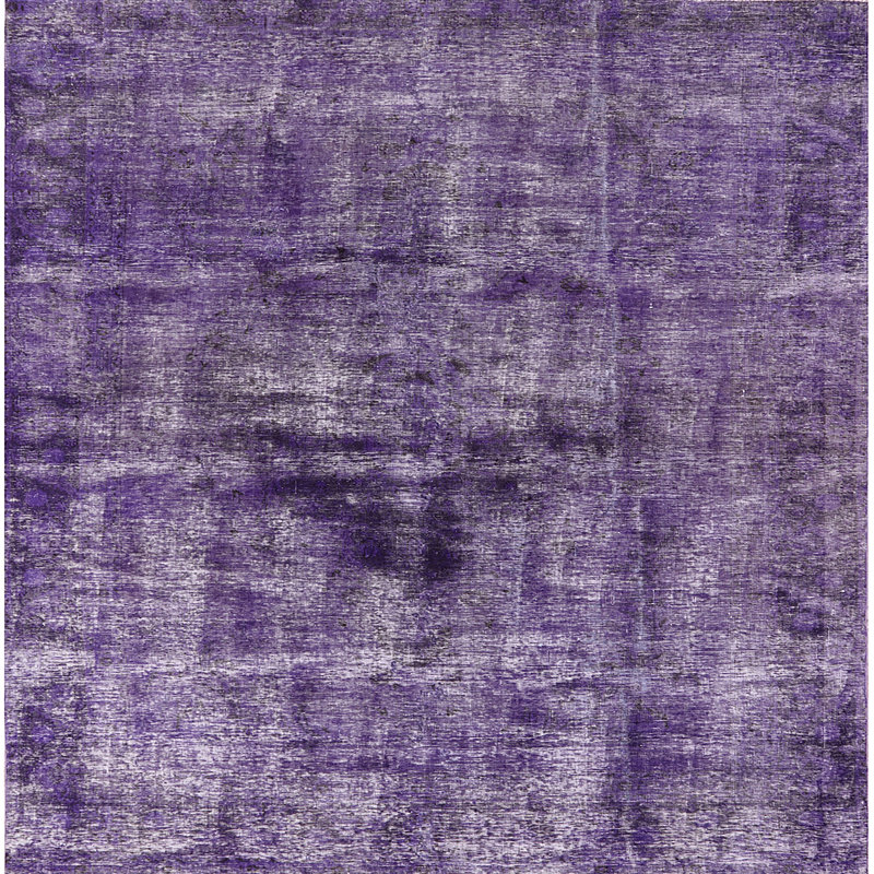 Tapis violet à motif abstrait Coppin, Carré 7 pi