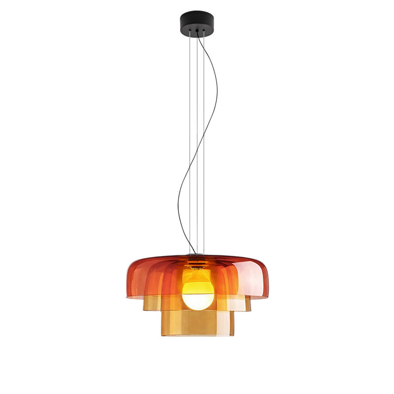 Mid Century Modern Glass Pendant Light, Orange