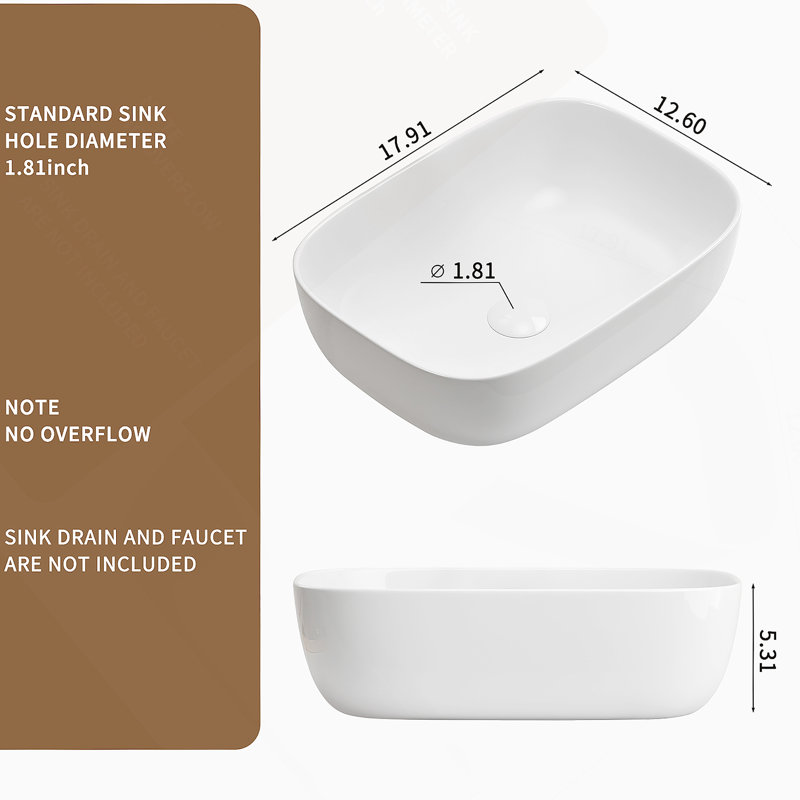 Bathroom Small Vessel Sink Above Counter White Porcelain Ceramic Oval Rectangle Bathroom Vanity Sink Bowl Lavatory Wash Basin