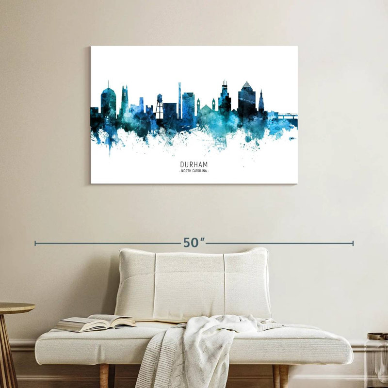 Durham North Carolina Skyline II, 26" H x 39" W