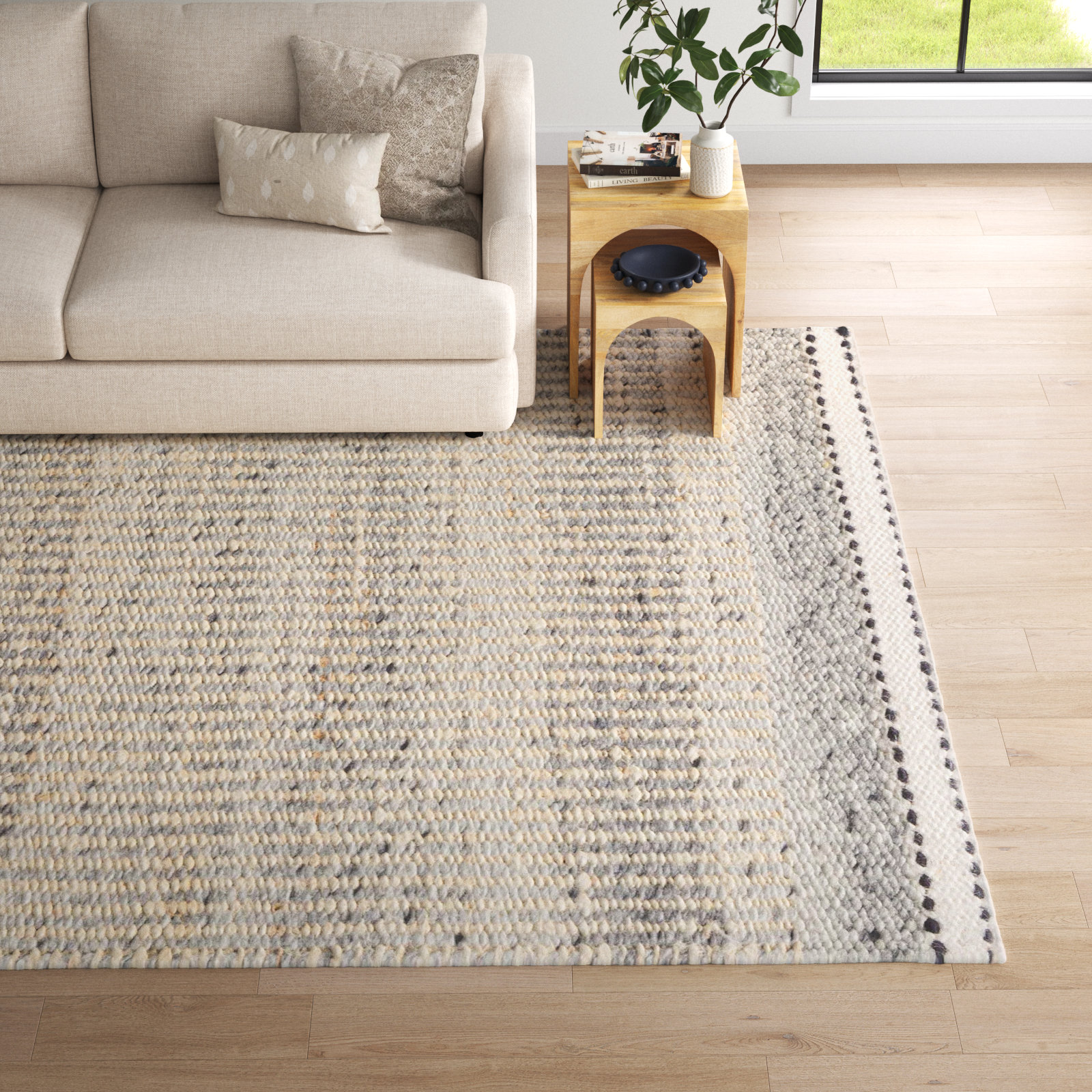 Lessie Hand-Woven Striped Jute Rug, Rectangle 8'10" x 12'