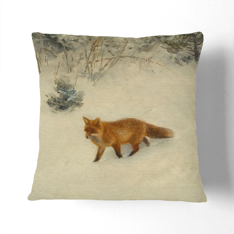 Fox in the Snow Vol.8 Scatter Cushion, 40cm H x 40cm W x 15cm D, Stone