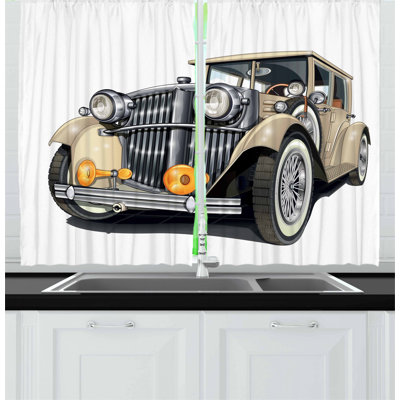 Cars 2 Piece Kitchen Curtain