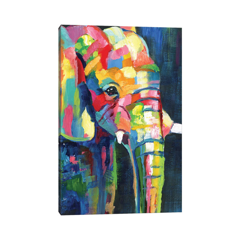 Vibrant Elephant by Nan - Wrapped Canvas Painting, 66.04 cm H x 45.72 cm W x 1.91 cm D