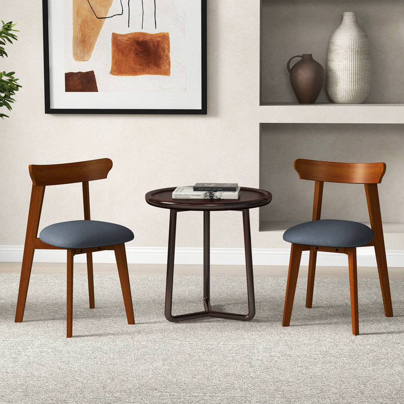 Ensemble de 2 chaises de salle à manger en bois George Oliver avec siège rembourré en bois d'hévéa et dossier courbé, 2
