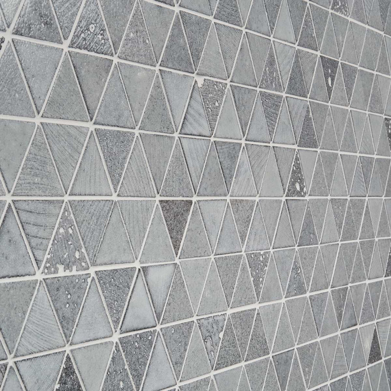 Cobble 10.62 In. X 14.56 In. Triangle Glossy Lava Stone Mosaic Floor And Wall Tile (5.35 Sq. Ft. / Case), White