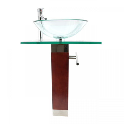 The Renovators Supply Inc. Bohemia 19.75 " 27.5 " Tall Glass Square Bathroom Sink with Faucet